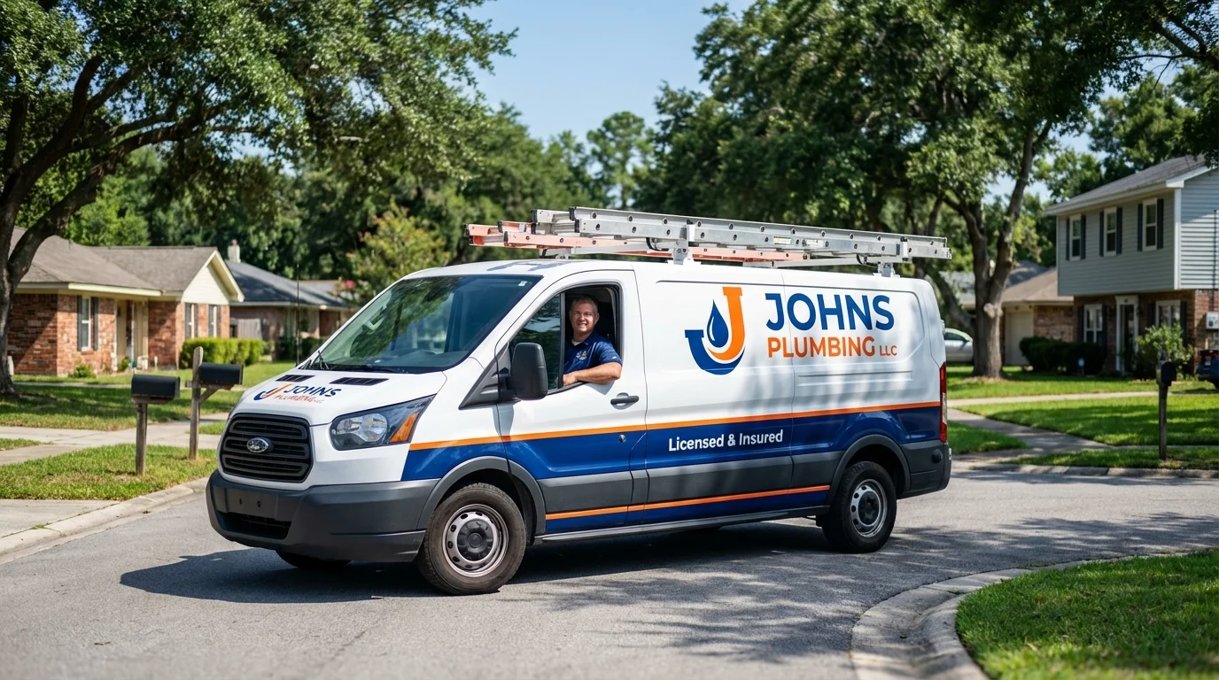 Johns Plumbing LLC service van in Richland, PA