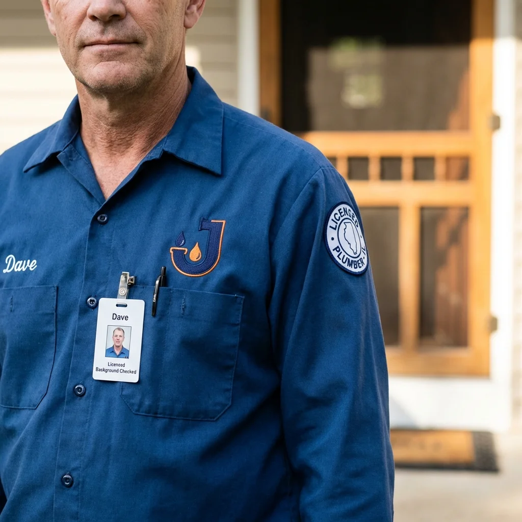 Licensed plumber showing ID badge in Richland, PA